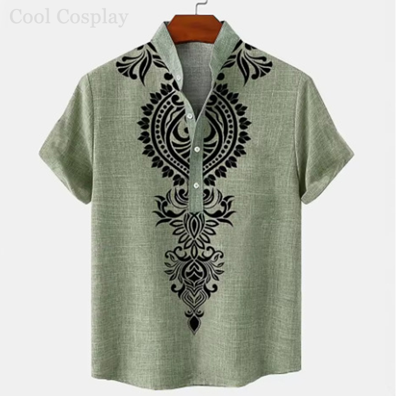 Male Retro Tops Henley Shirt M - 3D Printing Quality 评论和价格